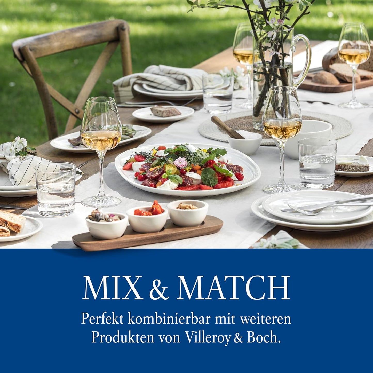 Villeroy & Boch NewMoon Set, 4 Pieces, Elegant, Modern Sloping White Wine, Crystal Glass, Transparent, Dishwasher Safe