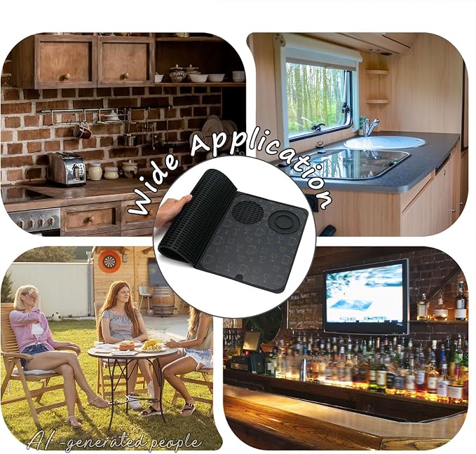 Bar Mat for Countertop 18.11" X 11.89" 1 Pack Multifunctional Silicone Bar Mat - Image 7