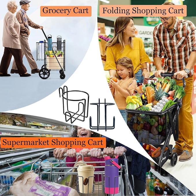 2 Pcs Updated Shopping Cart Cup Holders, Reusable Anti-Spill Hanging Drink - Image 7