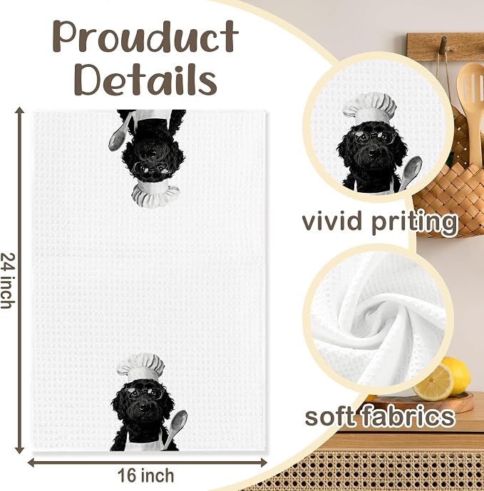 Funny Cockapoo Kitchen Towels Set of 2, Dog Kitchen Bar Accessories, Dog Chef - Image 6