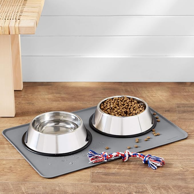 Amazon Basics Waterproof Non-Slip Silicone Pet Food and Water Bowl Mat - Image 5