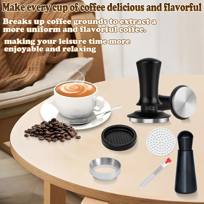 51mm Espresso Accessories Kit, Spring Loaded Calibrated Tamper, WDT Tool - Image 7