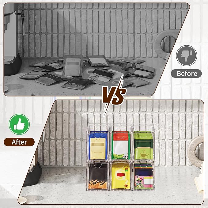 6 Pack Tea Bag Organizers, Tea Station, Kitchen Cabinet, Stackable Teabag - Image 7