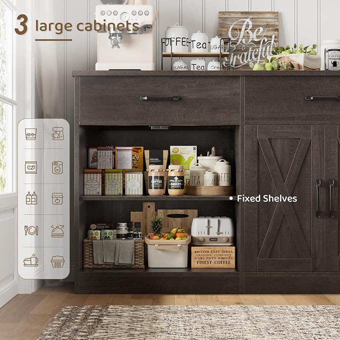 HOSTACK 71" Large Sideboard Buffet Cabinet - Image 9