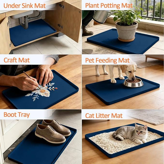 Silicone Coffee Maker Mat with Lip, 15.7'' x 11.8'' Heavy Duty Coffee Maker Mat - Image 7