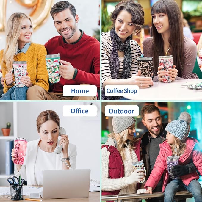 Reusable Iced Coffee Cup Sleeve Neoprene Insulated Sleeves Cup Holder - 32oz - Image 7