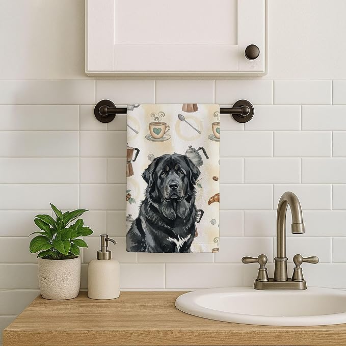 Caroline's Treasures Black Tibetan Mastiff Coffee Bar Kitchen Towel Velour - Image 7