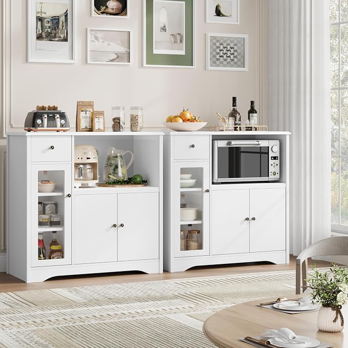 HORSTORS Microwave Cabinet, Kitchen Storage Cabinet - Image 7