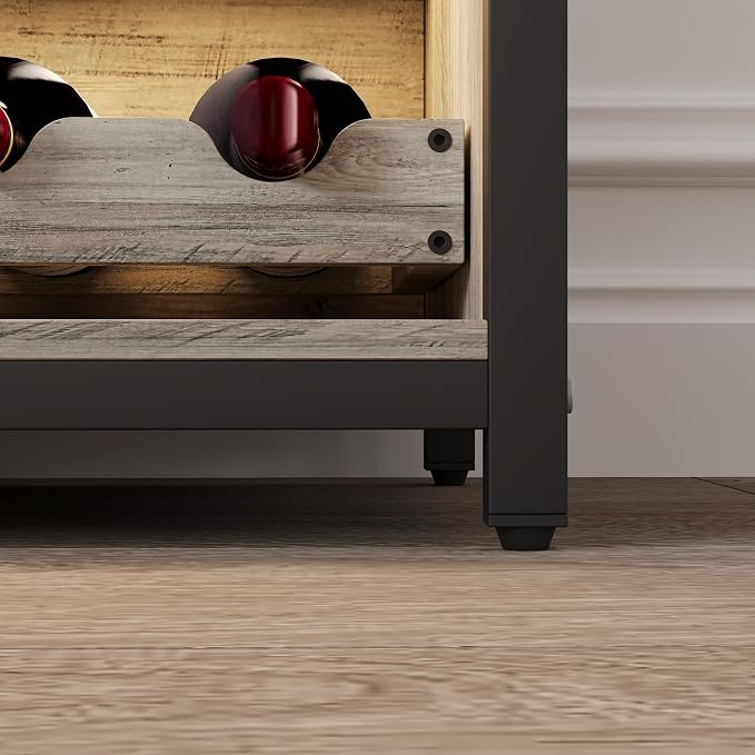 Wine Bar Cabinet, 3-Tier Liquor Storage Cabinet - Image 8