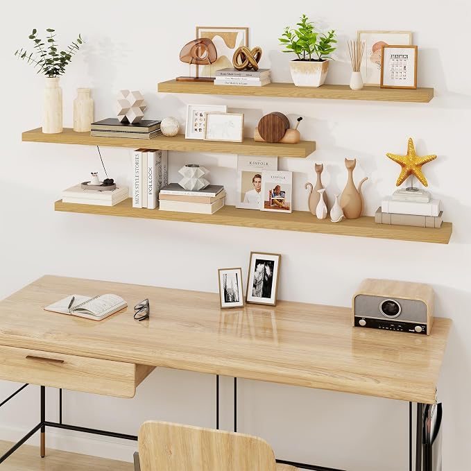 Fun Memories 72Inch Floating Shelves, Wall Mounted Rustic Wood Floating Shelf - Image 8