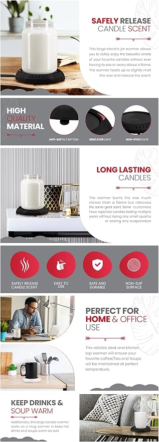 Candle Warmer Plate Safely Releases Scents Without a Flame- Used as Candle Jar - Image 8