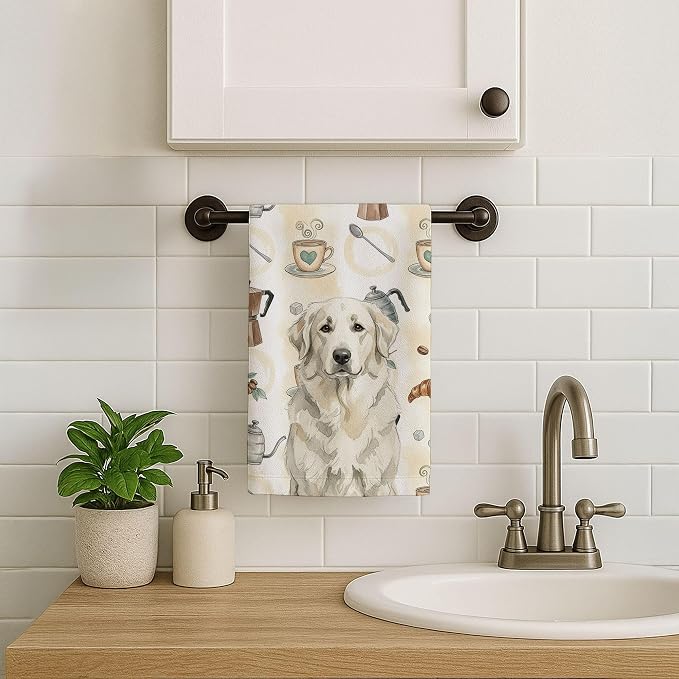 Caroline's Treasures White Great Pyrenees Coffee Bar Kitchen Towel Velour Plush - Image 7