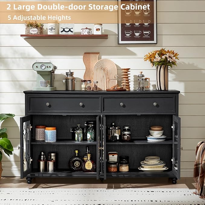 Joaxswe Large Sideboard Buffet Cabinet Set of 2 - Image 8