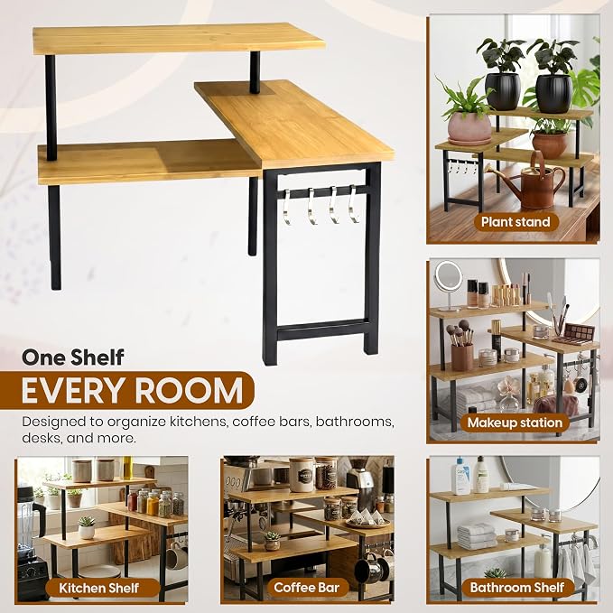 Bamboo Corner Organizer, 3-Tier Countertop Shelf - Image 8