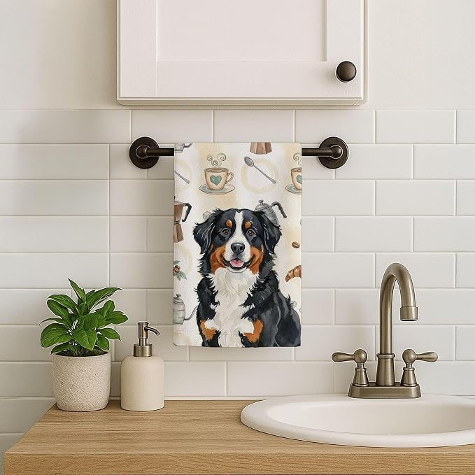 Caroline's Treasures Bernese Mountain Dog Coffee Bar Kitchen Towel Velour Plush - Image 7