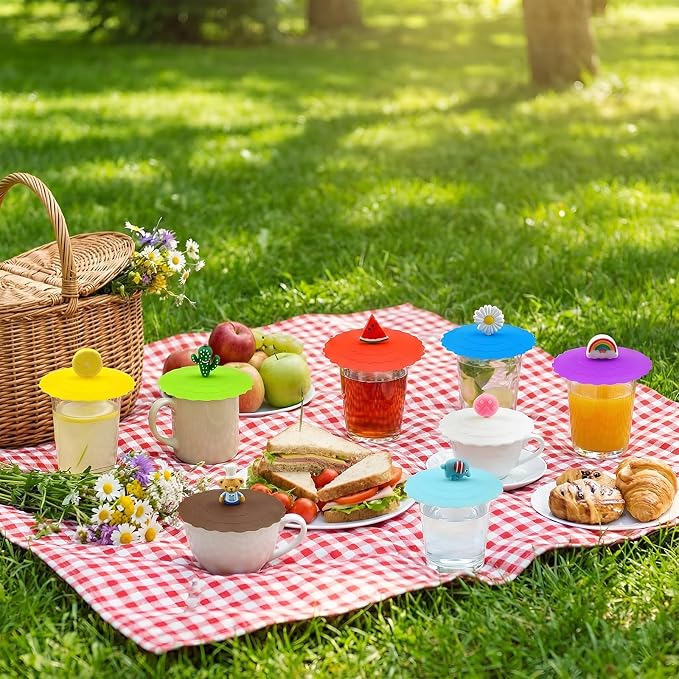 8PCS Silicone Cup Lids Mug Cover, Colorful Food Grade Anti-dust Airtight Seal - Image 9