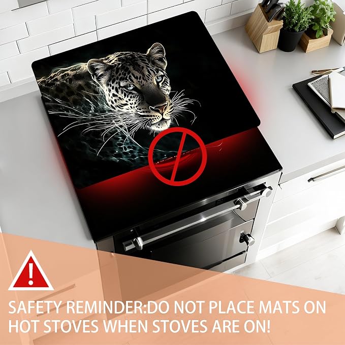 28"x20" Anti-Slip Electric Stove Top Cover Leopard Foldable Heat-Resistant - Image 6