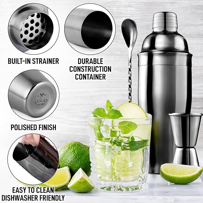 Large 24 oz Stainless Steel Cocktail Shaker Set - Image 7