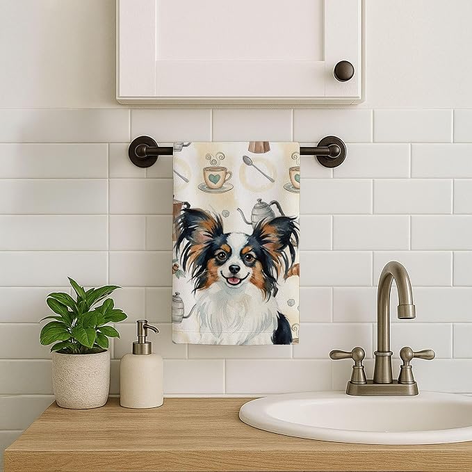Caroline's Treasures Tricoilor Papillon Coffee Bar Kitchen Towel Velour Plush - Image 7