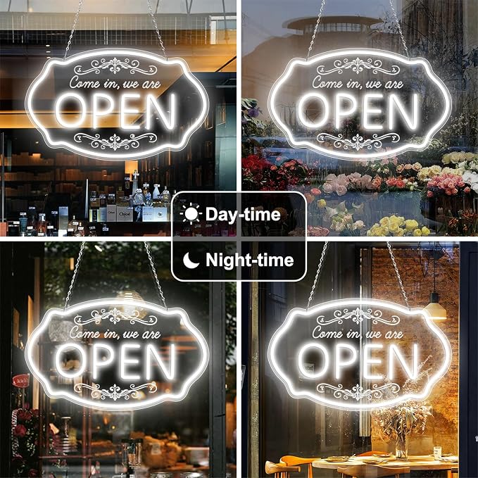 LED Neon Open Sign for Business, 16.5x10'' Come in We’re Open Sign, Daylight - Image 7