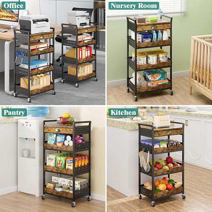 Giwil 4-Tier Rolling Storage Cart - Image 6