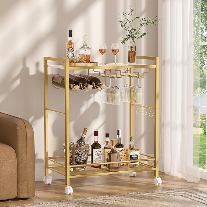 Joaxswe Bar Cart, Home Bar Serving Cart - Image 8