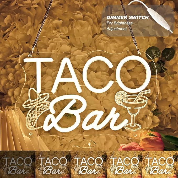 Britrio Taco Bar Neon Sign Tacos Theme Birthday Wedding Party Decor Backdrop - Image 7