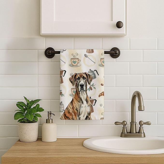 Caroline's Treasures Brindle Great Dane Coffee Bar Kitchen Towel Velour Plush - Image 7