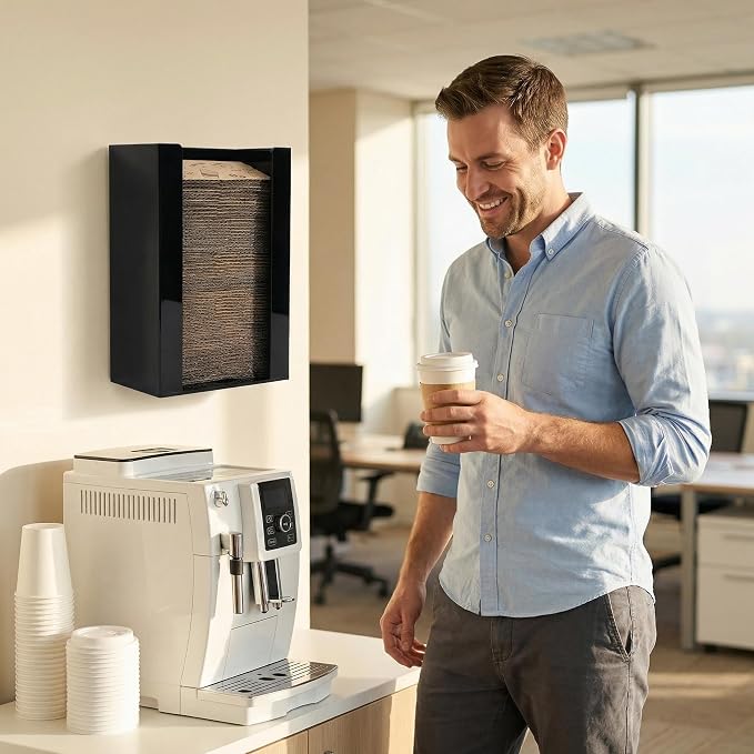 UCUDI Coffee Cup Sleeve Holder Dispenser Wall Mount or Countertop Hot Collar - Image 9