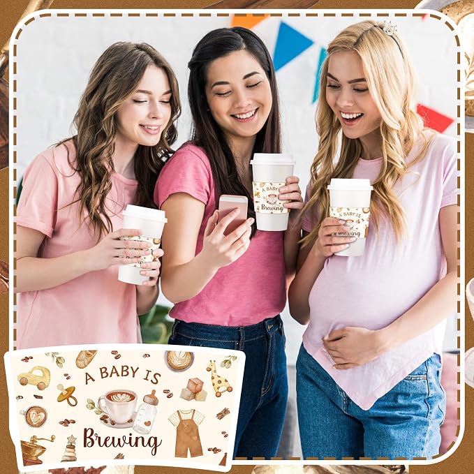 Jingmore 50 Pcs a Baby Is Brewing Coffee Cup Sleeves Disposable Sleeves Brewing - Image 7