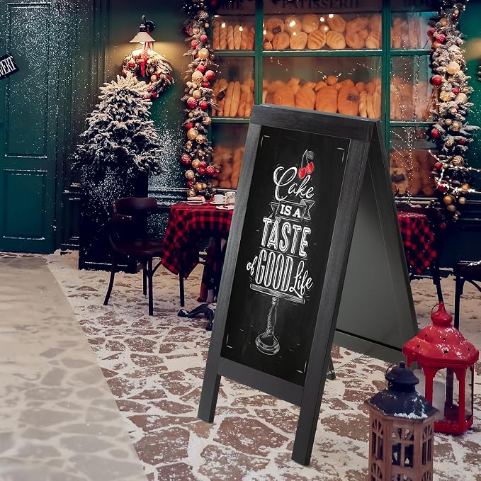 DAHAPYBOO Sandwich Board 40"x20" Solid Pine Wood Rustic Black, Chalk Board Sign - Image 8