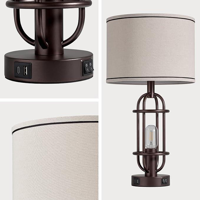 Reaketon Living Room Lamps Set of 2, 22.3" Farmhouse Table Lamp - Image 9