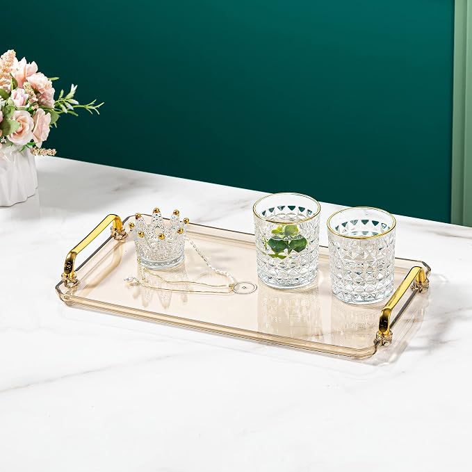 Acrylic Serving Tray with Handles Ottoman Countertop Decorative Tray Serving - Image 8