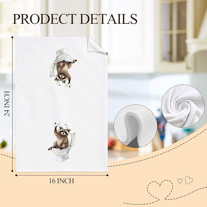 Funny Raccoon Bathroom Hand Towels, Raccoon Lover Gifts, Humor Bathing Trash - Image 7