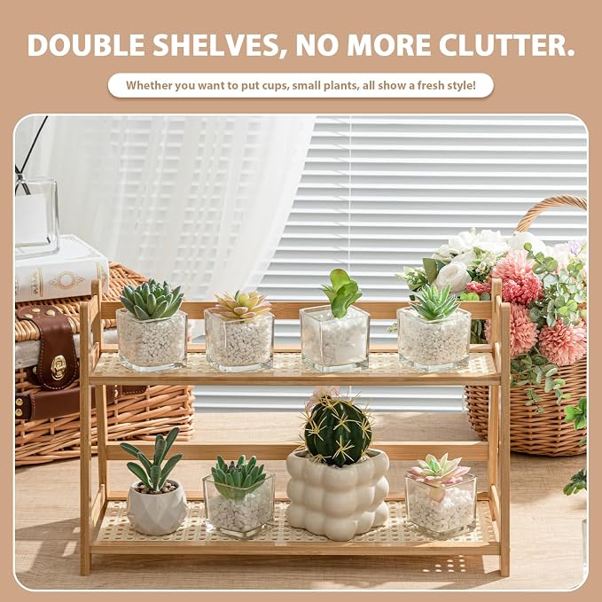 Yalikop 1 Pcs 2 Tier Matcha Station Shelf Bamboo Coffee Mug Stand Countertop - Image 7