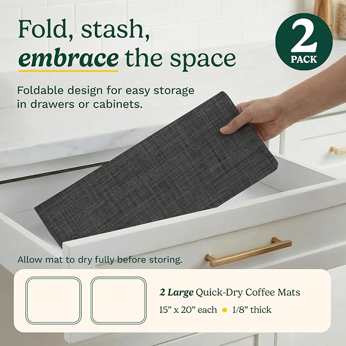 Cuisinart Coffee Mat for Countertop–Quick-Dry Absorbent Coffee Bar Mat for - Image 6