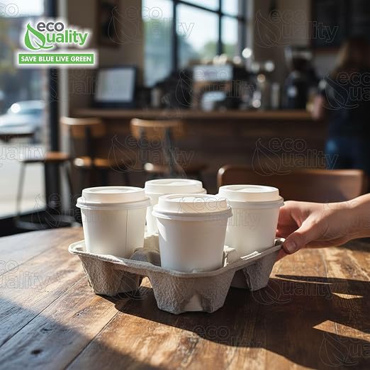 Pulp Fiber Cup Tray Biodegradable 4 Cup Carrier 25 Pack by EcoQuality - Image 7