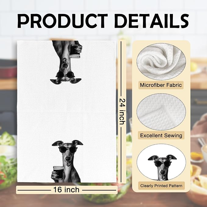 Funny Whippet Beer Kitchen Towels, Gifts - Image 6