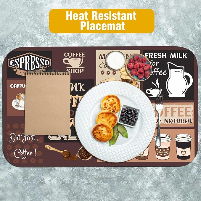 Retro Coffee Pattern Drying Mat 12" x 19", Non-Slip Absorbent Quick-Dry Mat - Image 9