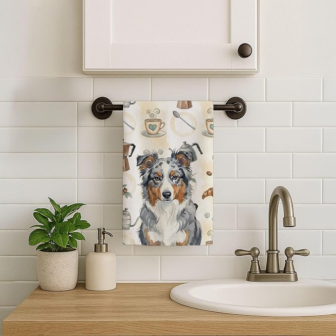 Caroline's Treasures Blue Merle American Shepherd Coffee Bar Kitchen Towel - Image 7