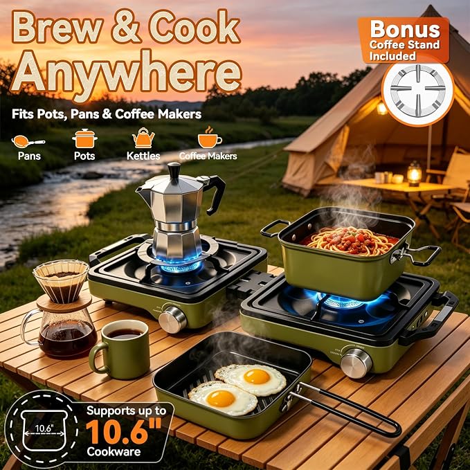 2 Burner Portable Camp Stove, 24000 BTU Propane Camping Stove - Image 9