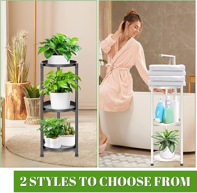 3 Tier Metal Plant Stand Indoor, Corner Tiered Round Plant Stand - Image 8