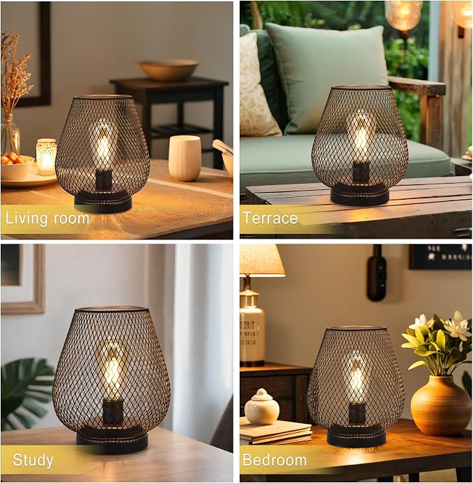 JHY DESIGN Set of 4 Metal Cage LED Lantern Battery Powered Cordless Accent Light - Image 6