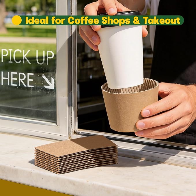 500 Pack Coffee Cup Sleeves for Hot & Cold Drinks | Extra Thick Disposable - Image 7