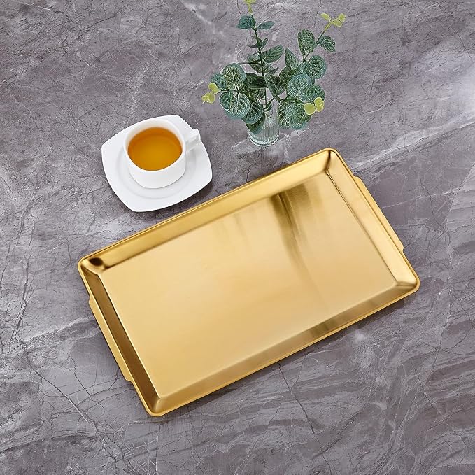 15.8" x 9.5" Large Serving Platters Set of 2, Stainless Steel Heavy-Duty Large - Image 9