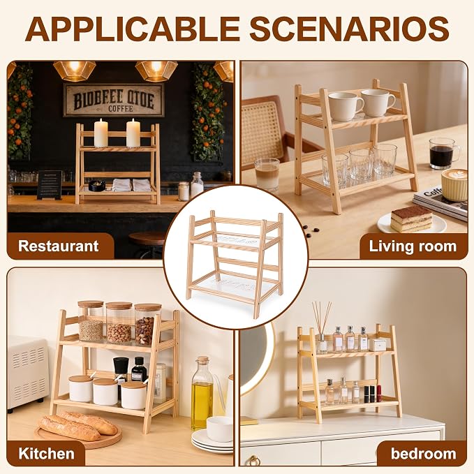 Matcha Station Organizer- Wood Coffee Bar Accessories and Organizer, Countertop - Image 7