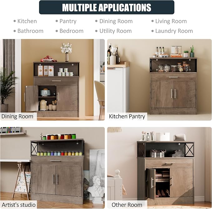 SUNLEI Kitchen Buffet Sideboard Cabinet, Storage Cabinets - Image 7