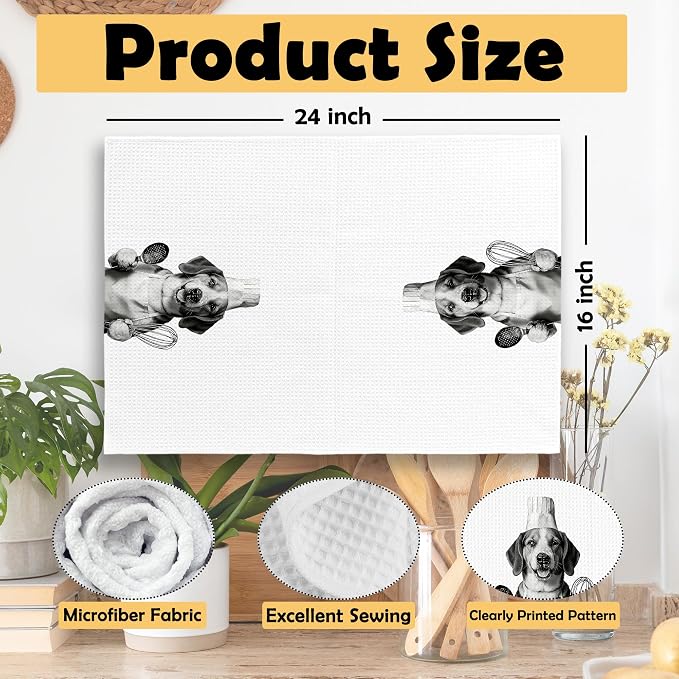 Beagle Kitchen Towels Set of 2, Dog Kitchen Accessories, Bar Decor, Dog Chef - Image 6