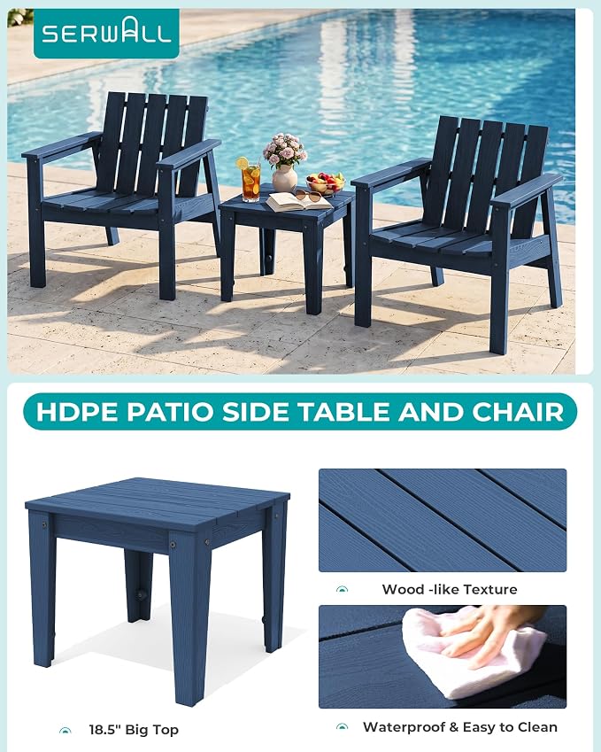 SERWALL Adirondack Chair Set, Includes Adirondack Chairs Set of 2 and 1 Piece - Image 13