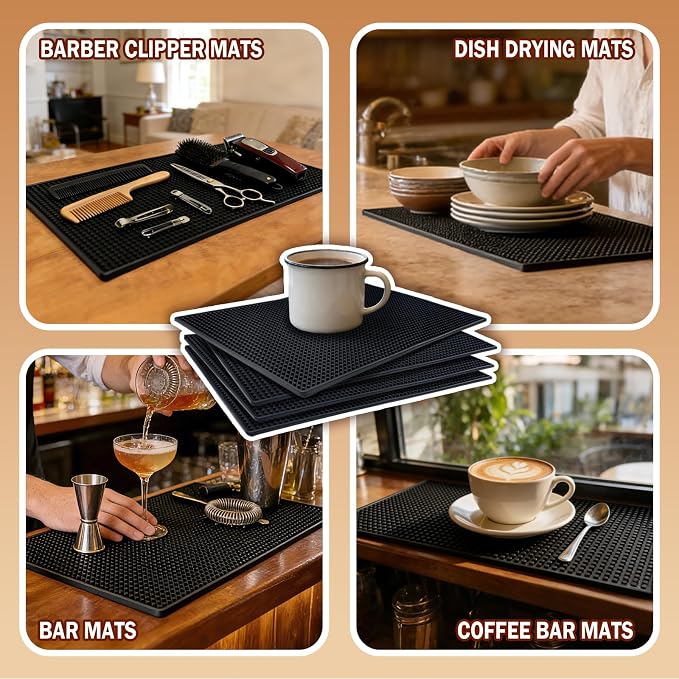 4 Pcs Bar Mats for Countertop 18 x 12 Inch, Durable Cocktail Service Spill Mats - Image 6